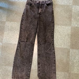 Baggy black denim ripped jeans